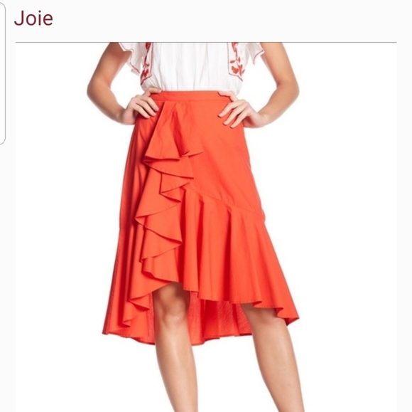 Brand new size 0 red Joie asymmetric ruffle skirt - Picture 3 of 5